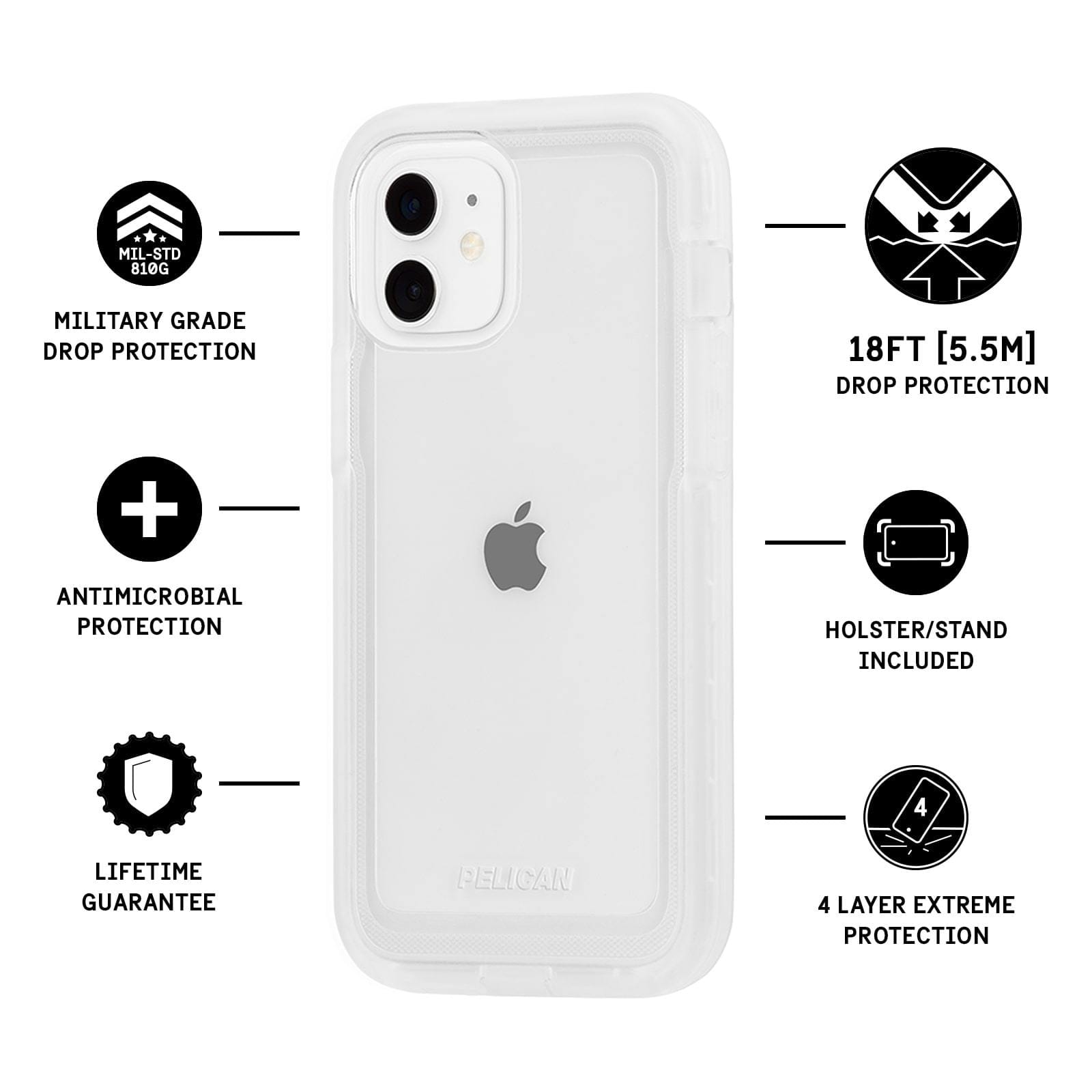 Pelican Voyager Case for iPhone 13 Mini Devices - Clear